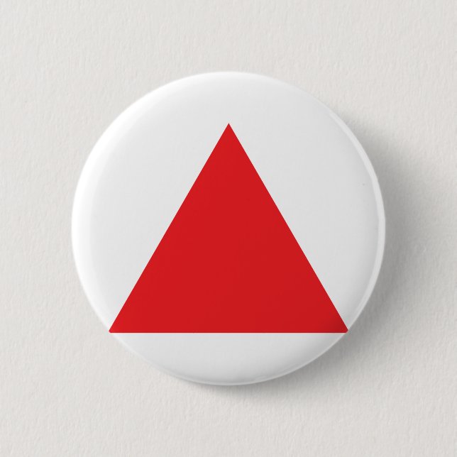 red triangle icon 6 cm round badge (Front)