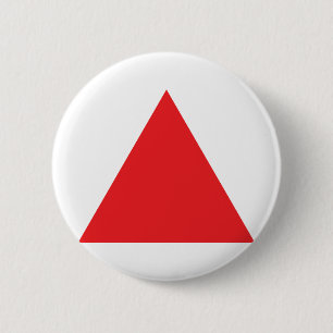 red triangle icon 6 cm round badge