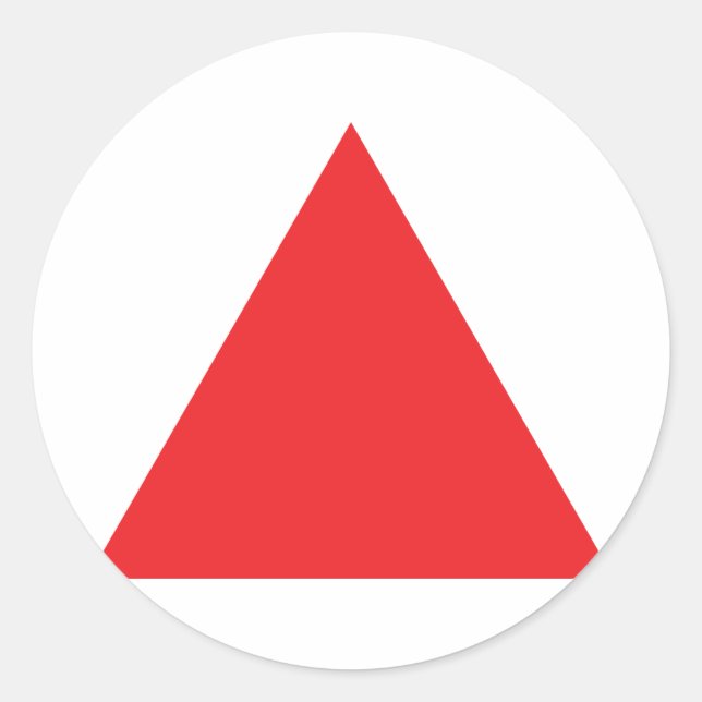 red triangle icon classic round sticker (Front)