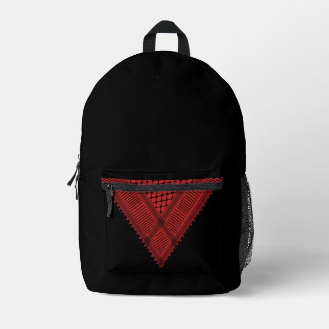 red triangle Keffiyeh Palestine resistance symbol Printed Backpack (Front)
