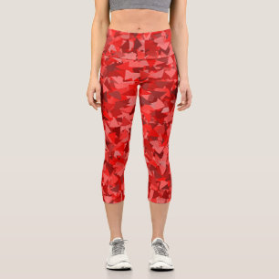 Red Triangle Pattern Capri Leggings