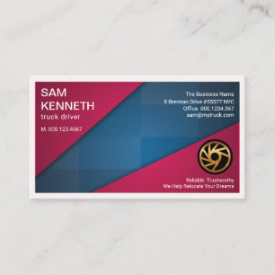 Red Triangles Blue Check Lorry Transporter Business Card