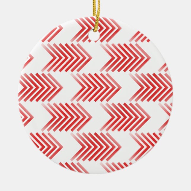 Red Tribal Arrow Pattern Ceramic Tree Decoration (Front)