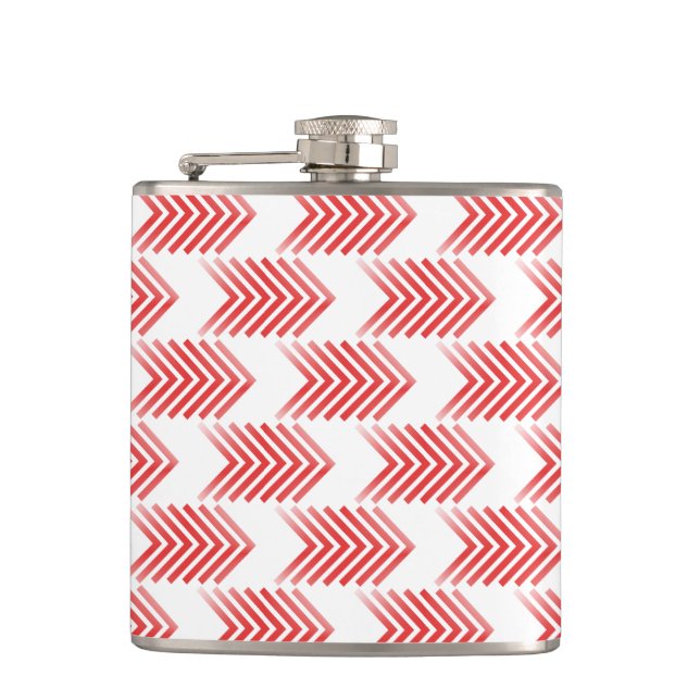Red Tribal Arrow Pattern Hip Flask (Front)