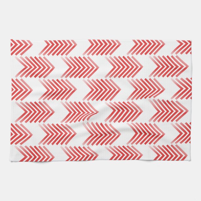 Red Tribal Arrow Pattern Tea Towel (Horizontal)