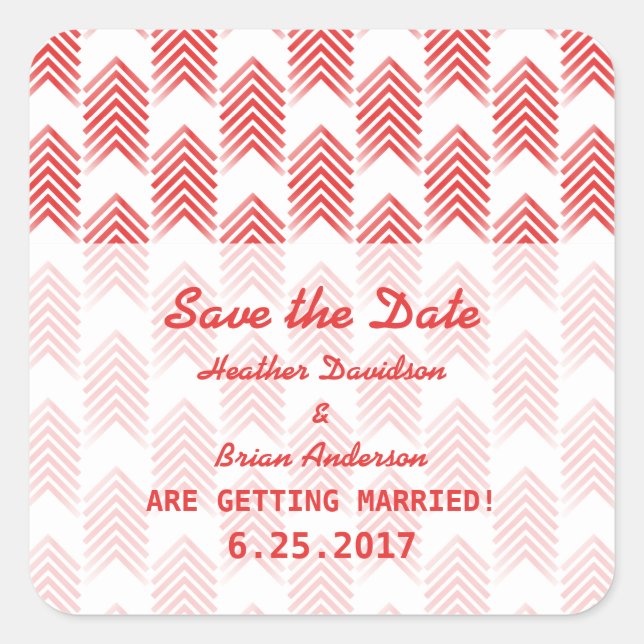 Red Tribal Arrows Save the Date Stickers (Front)