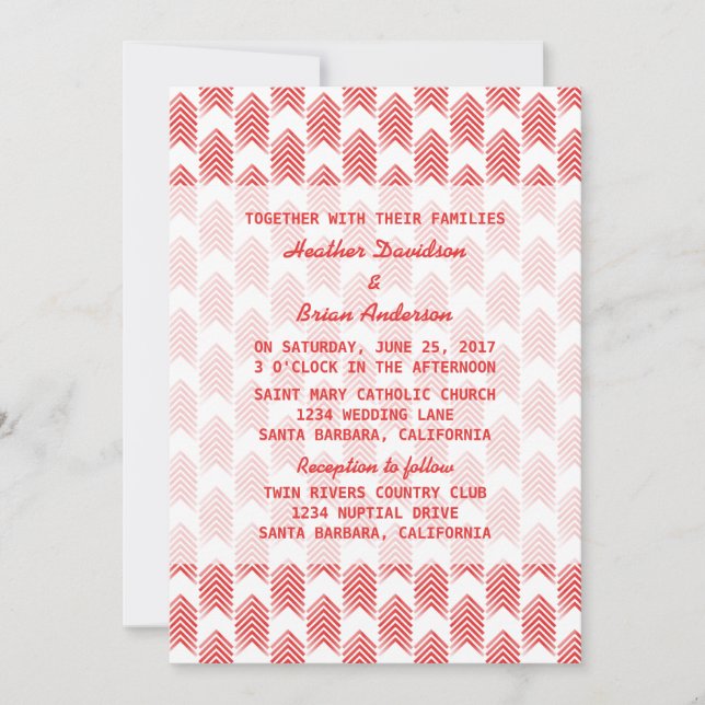 Red Tribal Arrows Wedding Invite (Front)