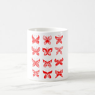 Red Tribal Butterfly Ornamental Coffee Mug