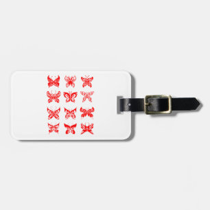 Red Tribal Butterfly Ornamental Luggage Tag