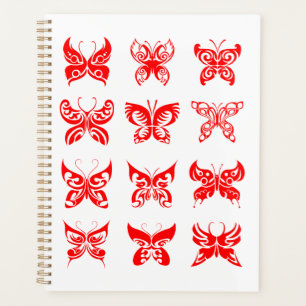 Red Tribal Butterfly Ornamental Planner