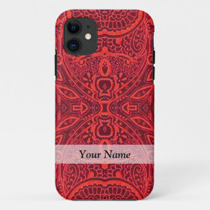 Red tribal damask pattern iPhone 11 case