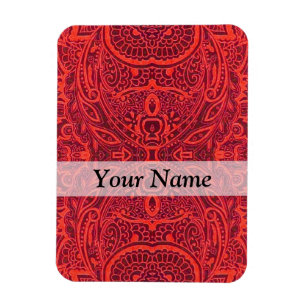 Red tribal damask pattern magnet