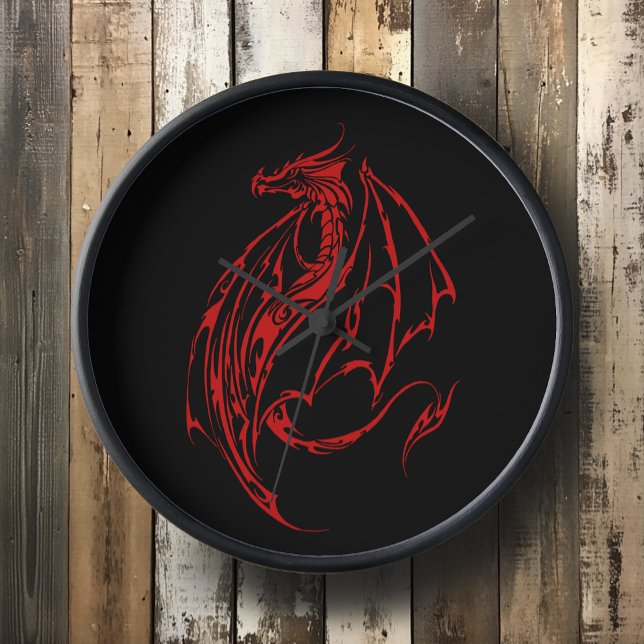 Red Tribal Dragon Black Clock (Creator Uploaded)