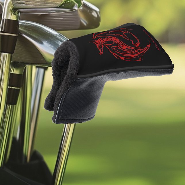 Red Tribal Dragon Black Golf Head Cover (Creator Uploaded)