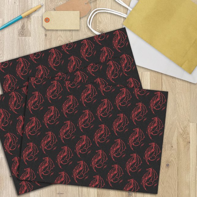Red Tribal Dragon Black Tissue Paper (Creator Uploaded)