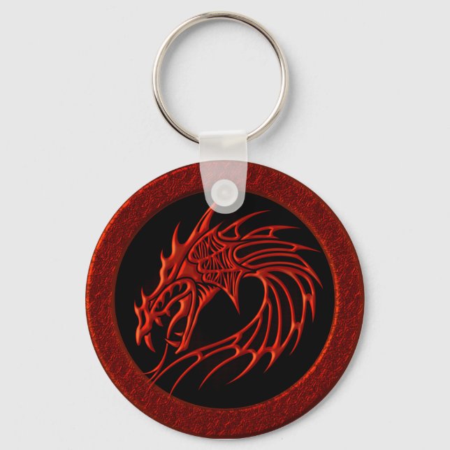 RED TRIBAL DRAGON KEY RING (Front)