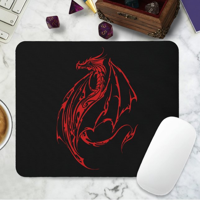 Red Tribal Dragon Mouse Pad (Creator Uploaded)
