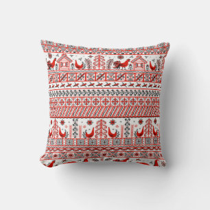 Red tribal ethnic seamless pattern cushion