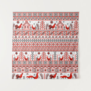 Red tribal ethnic seamless pattern tapestry