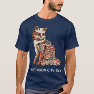 Red Tribal Fox Jefferson City Native American Artw T-Shirt