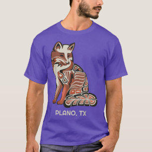 Red Tribal Fox Plano Native American Artwork Style T-Shirt