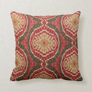 Red Tribal Ikat Accent Pillow