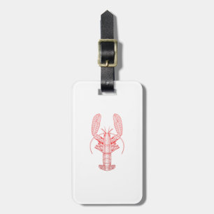 Red Tribal Lobster Luggage Tag