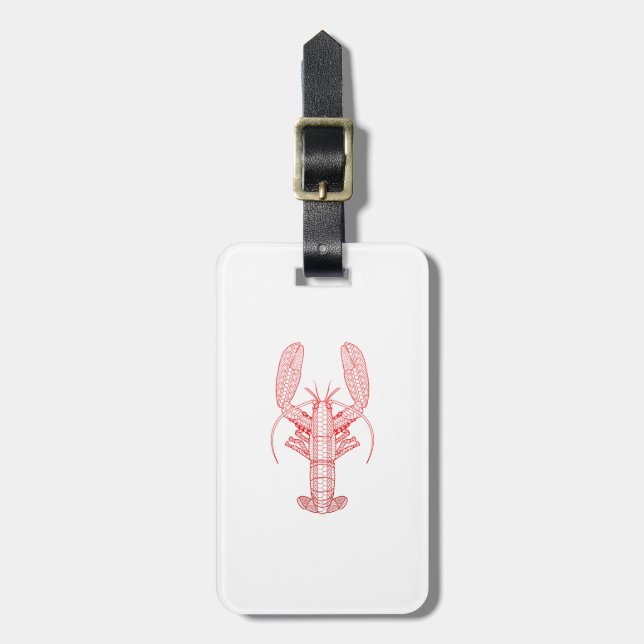Red Tribal Lobster Luggage Tag (Front Vertical)