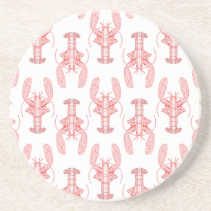 Red Tribal Lobster Nautical Coaster