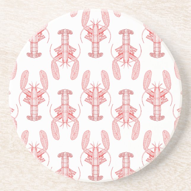 Red Tribal Lobster Nautical Coaster (Front)