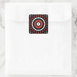 Red Tribal Mandala Square Sticker