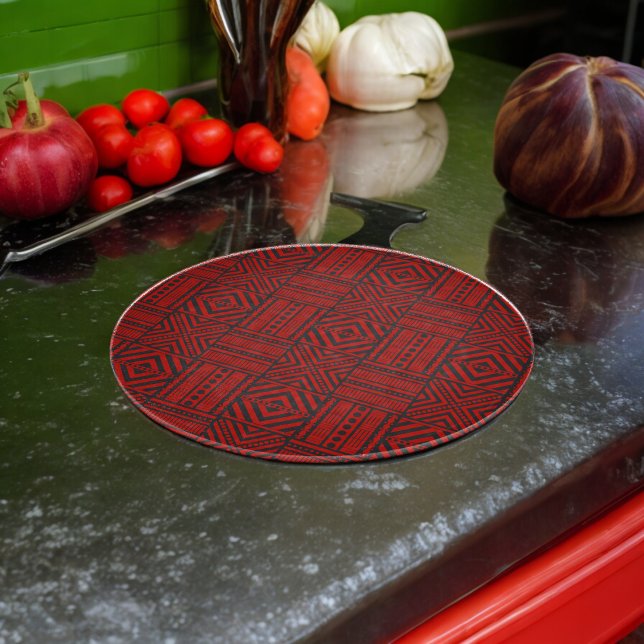Red Tribal Pattern Art Cutting Board (Chopping Board)