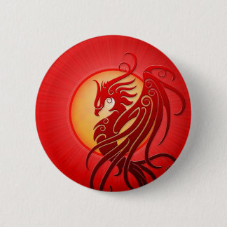 Red Tribal Phoenix 6 Cm Round Badge