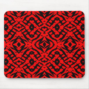 Red tribal shapes pattern mouse pad