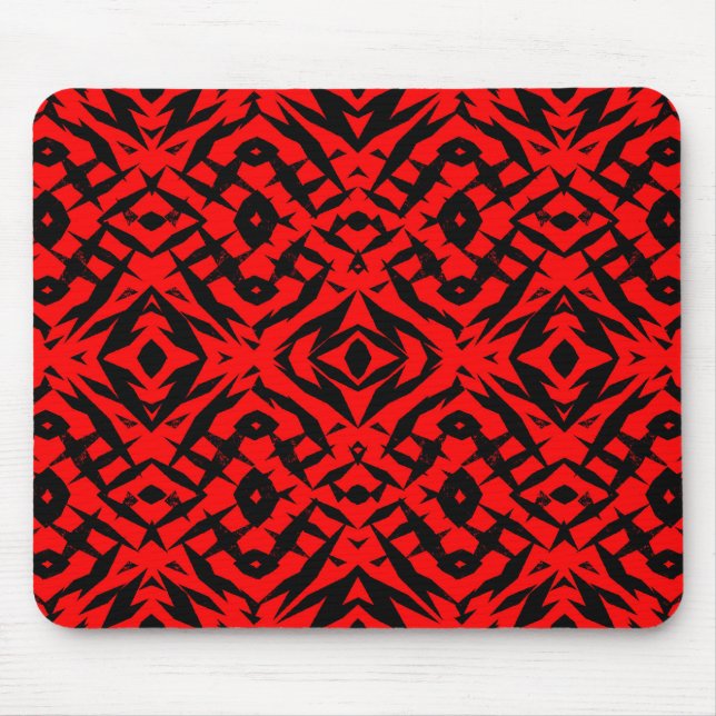 Red tribal shapes pattern mouse pad (Front)