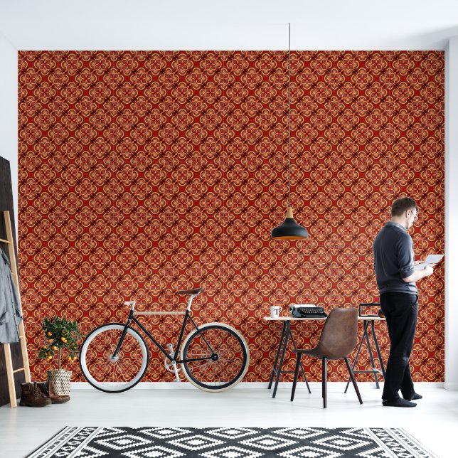  Red Tribal Vinyl wallpaper 2' x 4'  (Living Room)