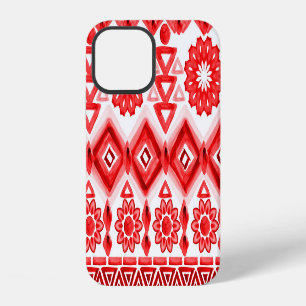 Red tribal, watercolor ethnic pattern. iPhone 12 case
