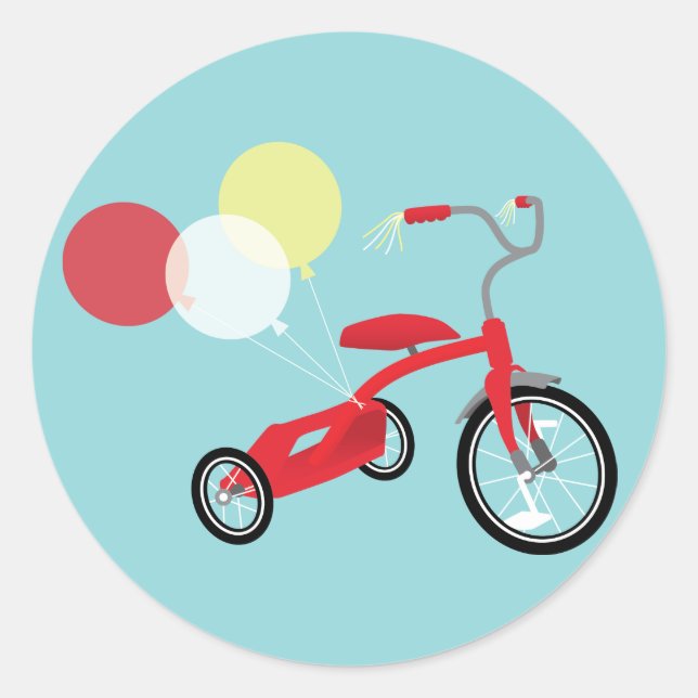 Red Tricycle Graphic Classic Round Sticker (Front)
