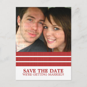 Red Triple Stripe Save the Date Postcard