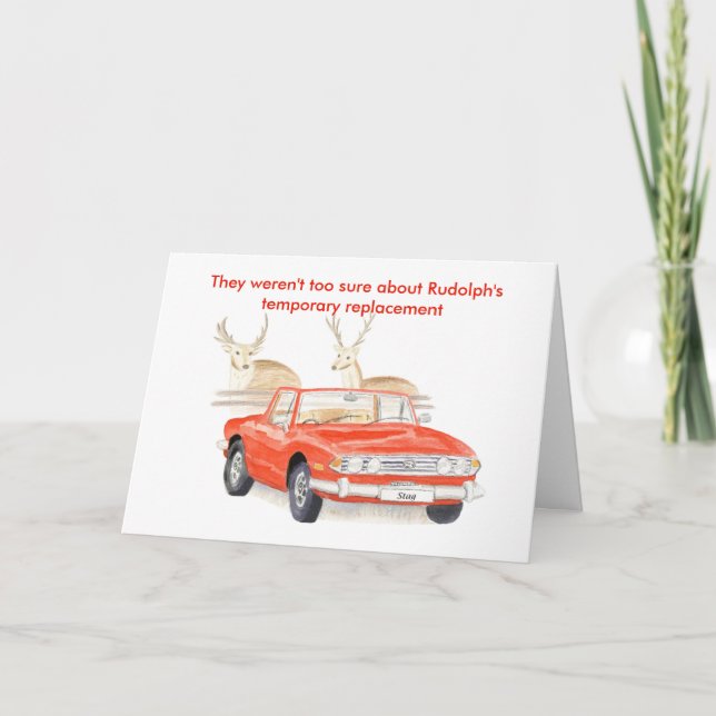 Red Triumph Stag Christmas card (Front)