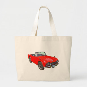 Red Triumph Tr4 Convertible Sports Car Large Tote Bag
