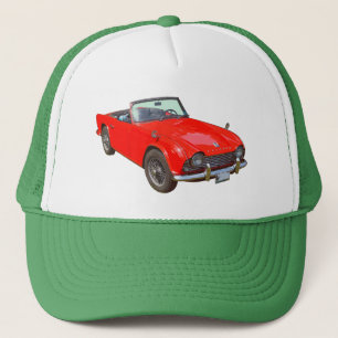 Red Triumph Tr4 Convertible Sports Car Trucker Hat