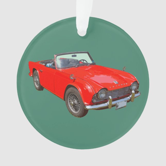 Red Triumph Tr4 Convertible SportsCar Ornament (Front)