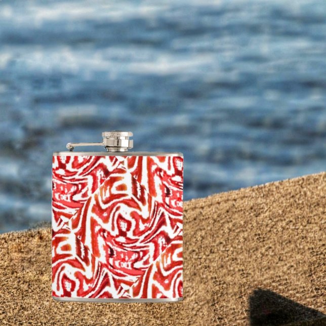 Red Tropic Hip Flask (A tropical, look in a flask, transports you, to a tropical vacation!)