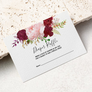 Red Tropical and Romantic Diaper Raffle Enclosure Card