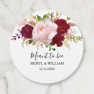 Red Tropical and Romantic Meant to Bee Wedding Favour Tags