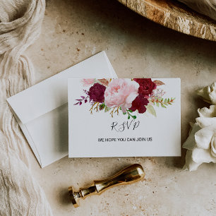 Red Tropical and Romantic Rsvp Card
