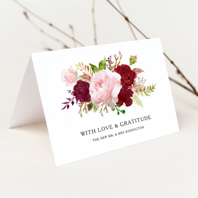 Red Tropical and Romantic Thank You Card (Creator Uploaded)