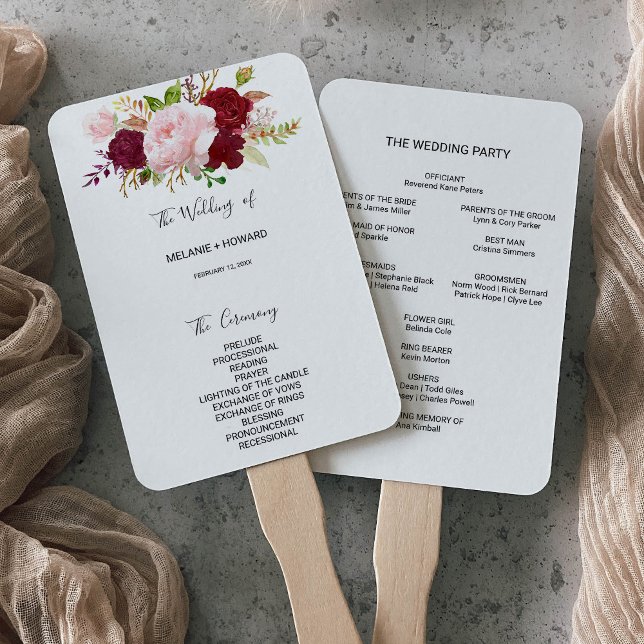 Red Tropical and Romantic Wedding Hand Fan (Creator Uploaded)