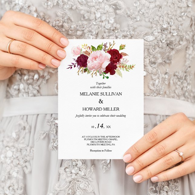 Red Tropical and Romantic Wedding Invitation (Creator Uploaded)